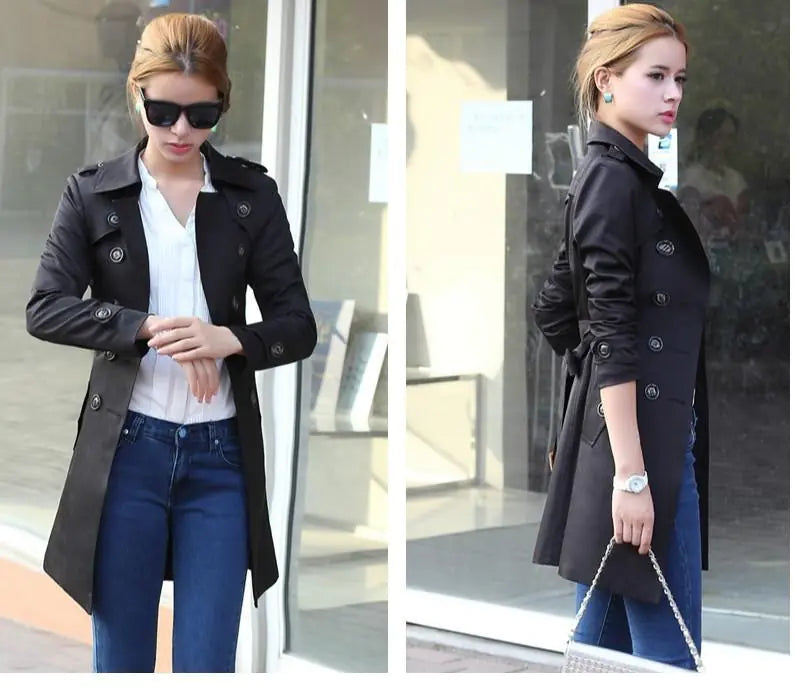 Double-Breasted Trench Coat for Women in Spring/Autumn