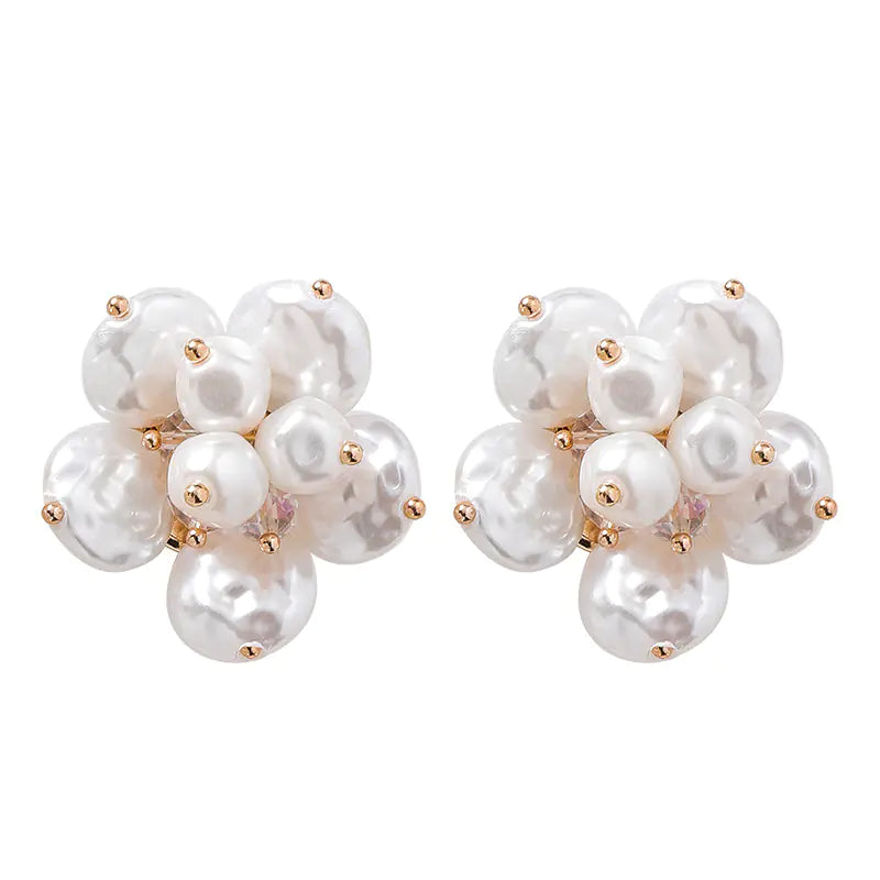 Vintage Baroque 3D Pearl Flower Earrings