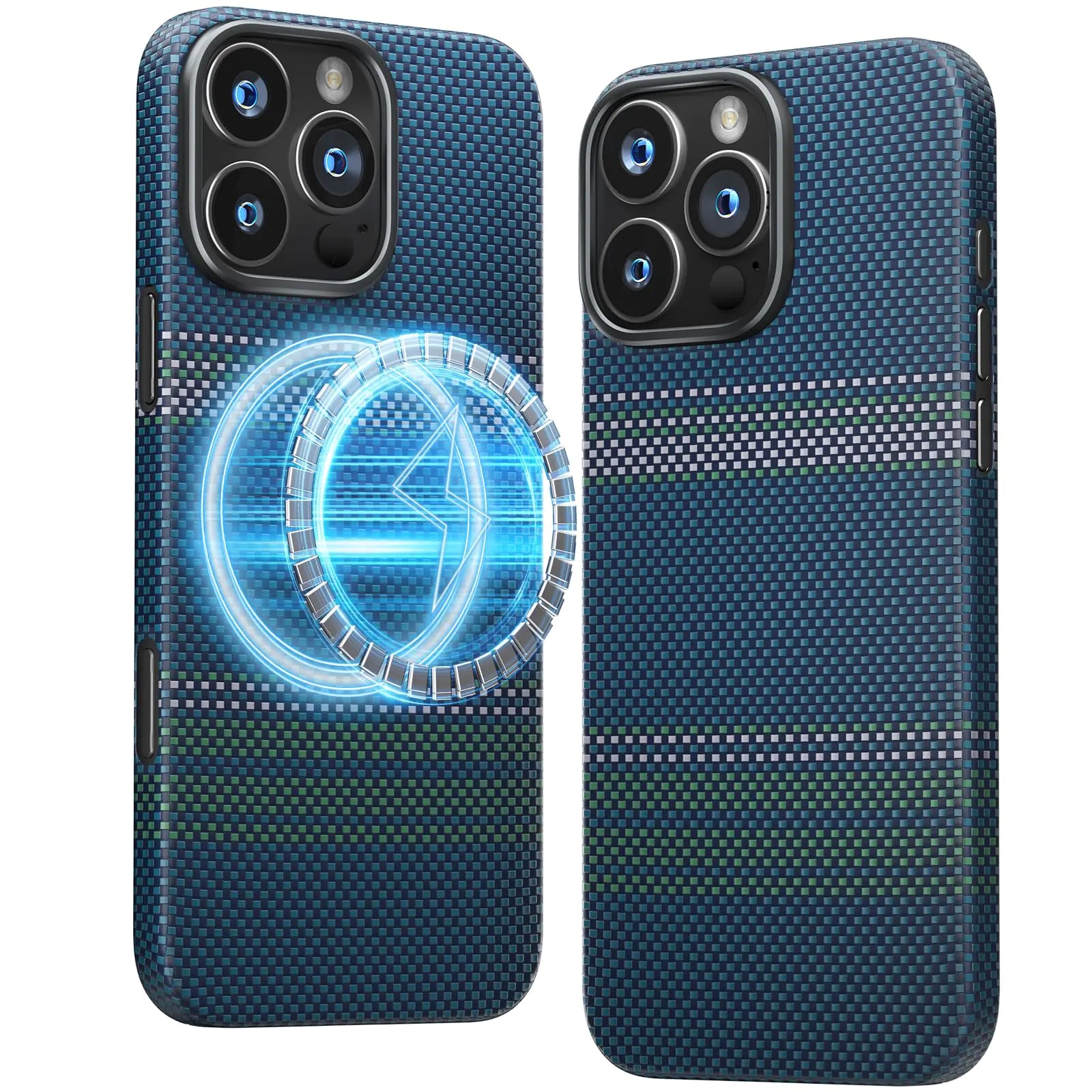 memumi Magnetic Carbon Fiber Case for iPhone 16 Pro Compatible with Mag-Safe Sturdy Durable Thin Case for iPhone 16 Pro Aramid Fiber Case with Military Grade Drop Protection Wheat Fields