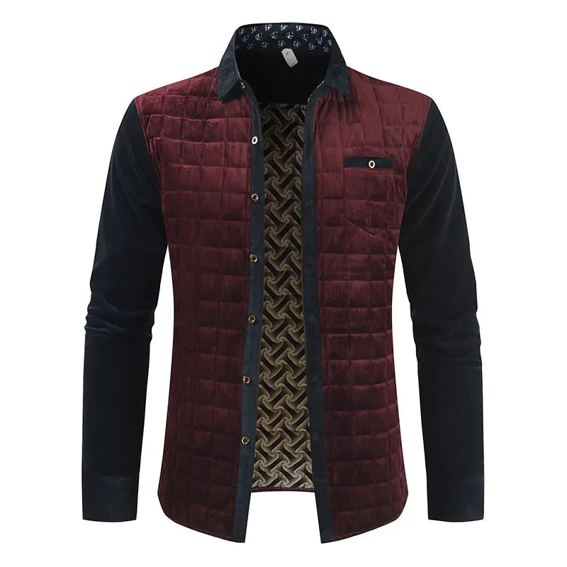 2020 Men's Casual Color Block Plaid Jacket