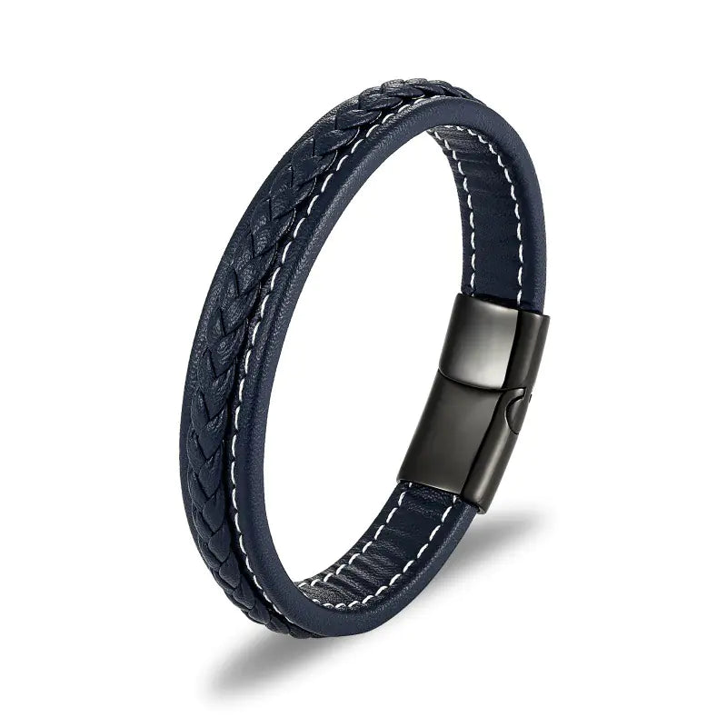 Personalized Leather Bracelet with Stainless Steel Clasp