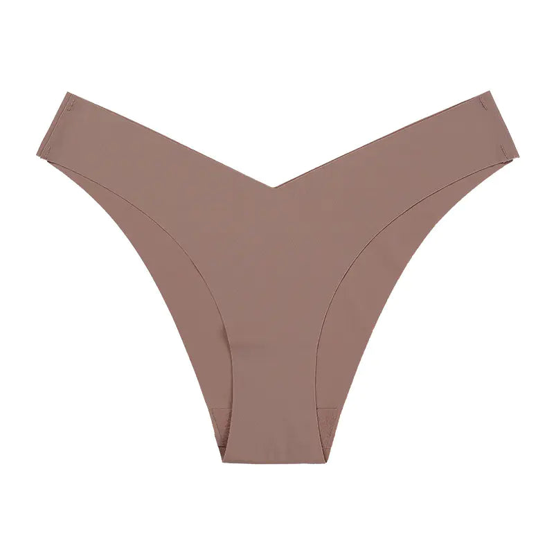 Plus Size Seamless Ice Silk Women's V-Waist Briefs