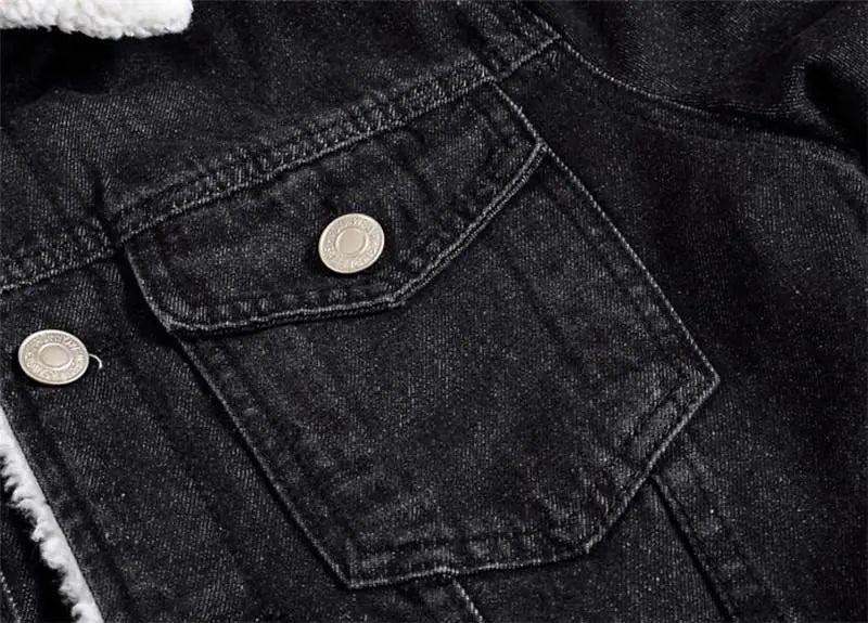 Men's Korean Style Black Slim Fit Denim Jacket
