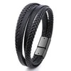 Men's Hand Braided Leather Bracelet with Magnetic Clasp
