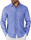 COOFANDY Mens Button Down Long Sleeve Shirt Fitted Casual Dress Shirts Untucked Blue