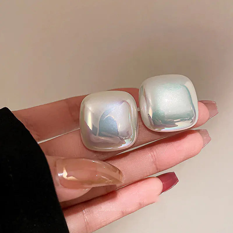 Silver Needle French Baroque Pearl Flower Tassel Earrings