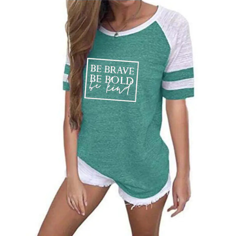 Color Block Striped T-Shirt with Round Neck (Slim Fit)