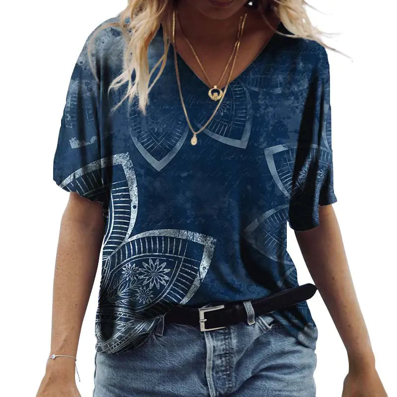 Loose Fit Green Urban Style Printed Short Sleeve T-Shirt